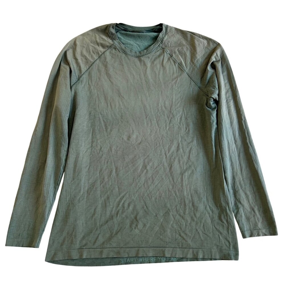 Lululemon Men's Sz L Olive Green Swiftly Tech Long Sleeve Crew Neck Activewear